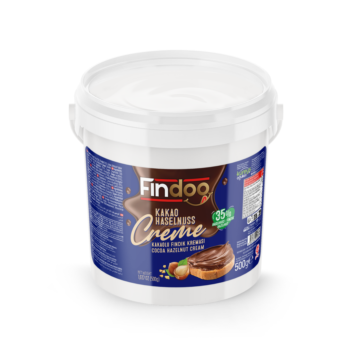 Celebiogullari Premium Cocoa Hazelnut Cream (35% Hazelnut) - 500g, 1kg & 5kg Buckets
