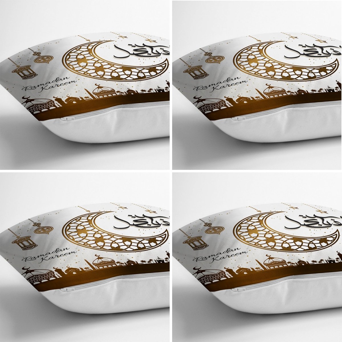 Crescent and Ramadan Lantern Ramadan Kareem Motif Runner and Cushion Pillow Cover Set - TryAladdin