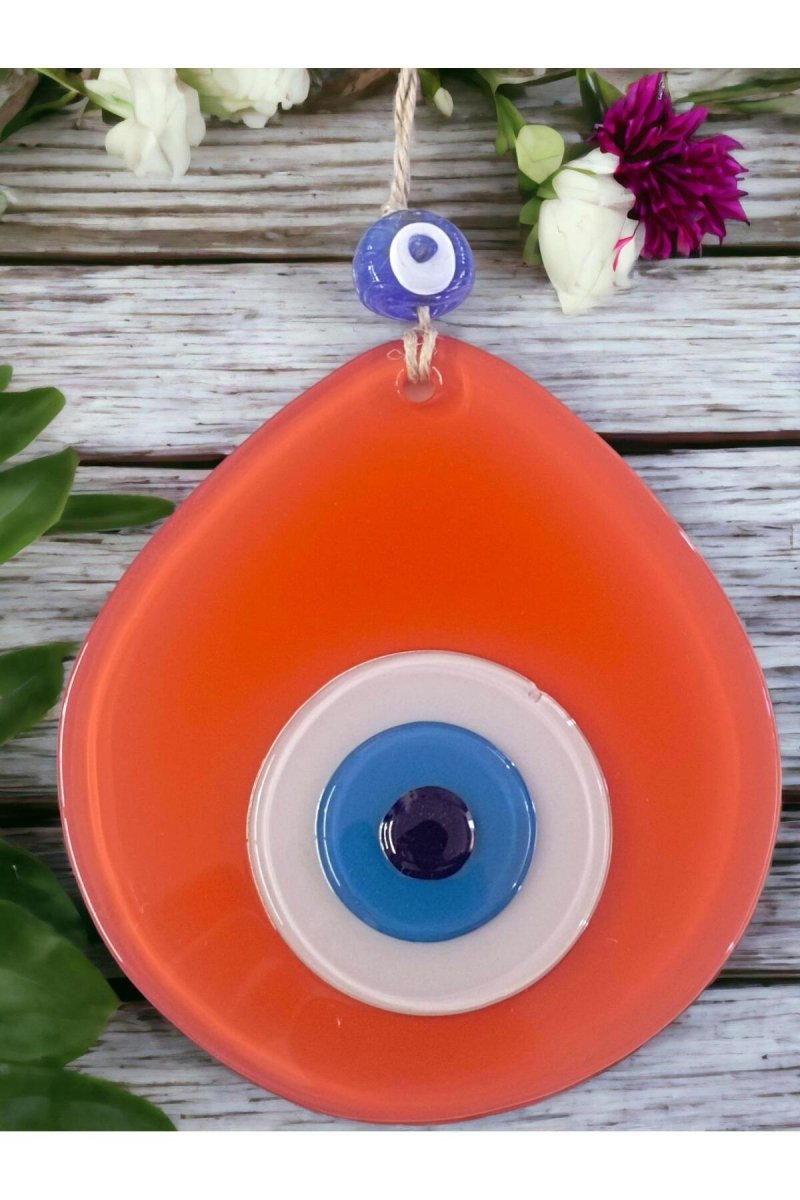 Blue Nazar Beaded Orange Color Nazar Bead Drop Pattern - TryAladdin