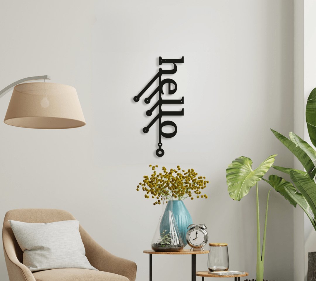 NR Dizayn | Hello Decorative Metal Wall Art - TryAladdin