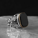 Tesbihevim | Men's Silver Ring with Onyx Stone - TryAladdin