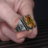 Tesbihevim | Men's Silver Ring with Citrine Stone - TryAladdin