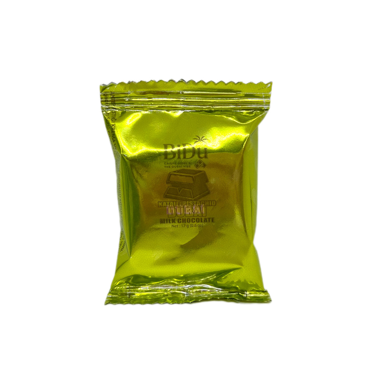 Cioccolato al latte stile Dubai premium BiDu con pistacchio e grano sbriciolato - 17g