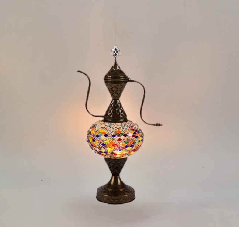 HND Handicraft | Handmade Glass Mosaic Desk Lamp, Mosaic Colors Teapot Design - TryAladdin