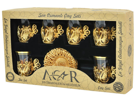 Acar | Turkish Tea Set of Six - Ottoman - White - TryAladdin