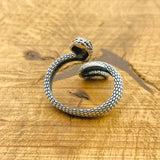 Adjustable Green Snake Eyes Design Ring - TryAladdin