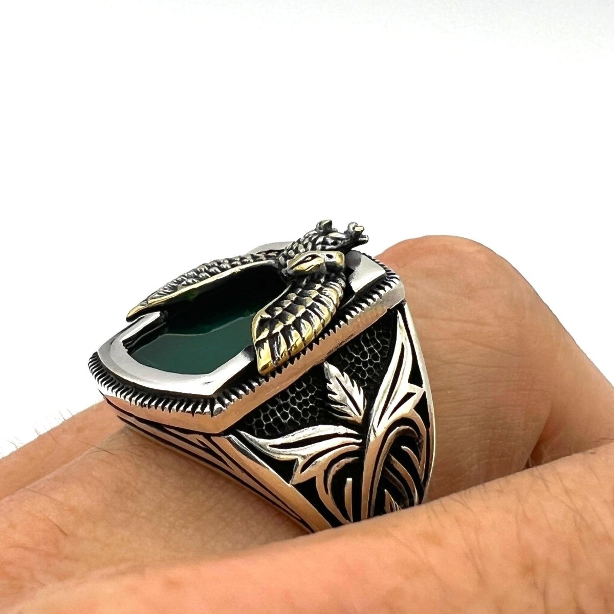 Agate Gemstone Eagle Ring Jewelry - TryAladdin