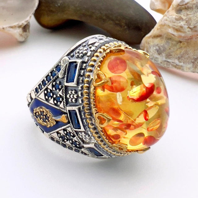 Amber Topaz Stone Men's Ring - TryAladdin