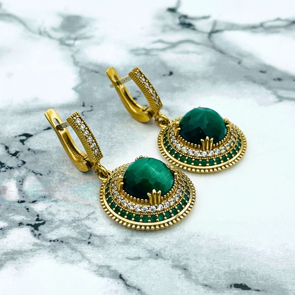 Istanbul Jewelry | Malachite Ottoman Style Silver Jewelry Set - TryAladdin