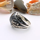 Black Onyx Double Headed Eagle Men's Ring - TryAladdin