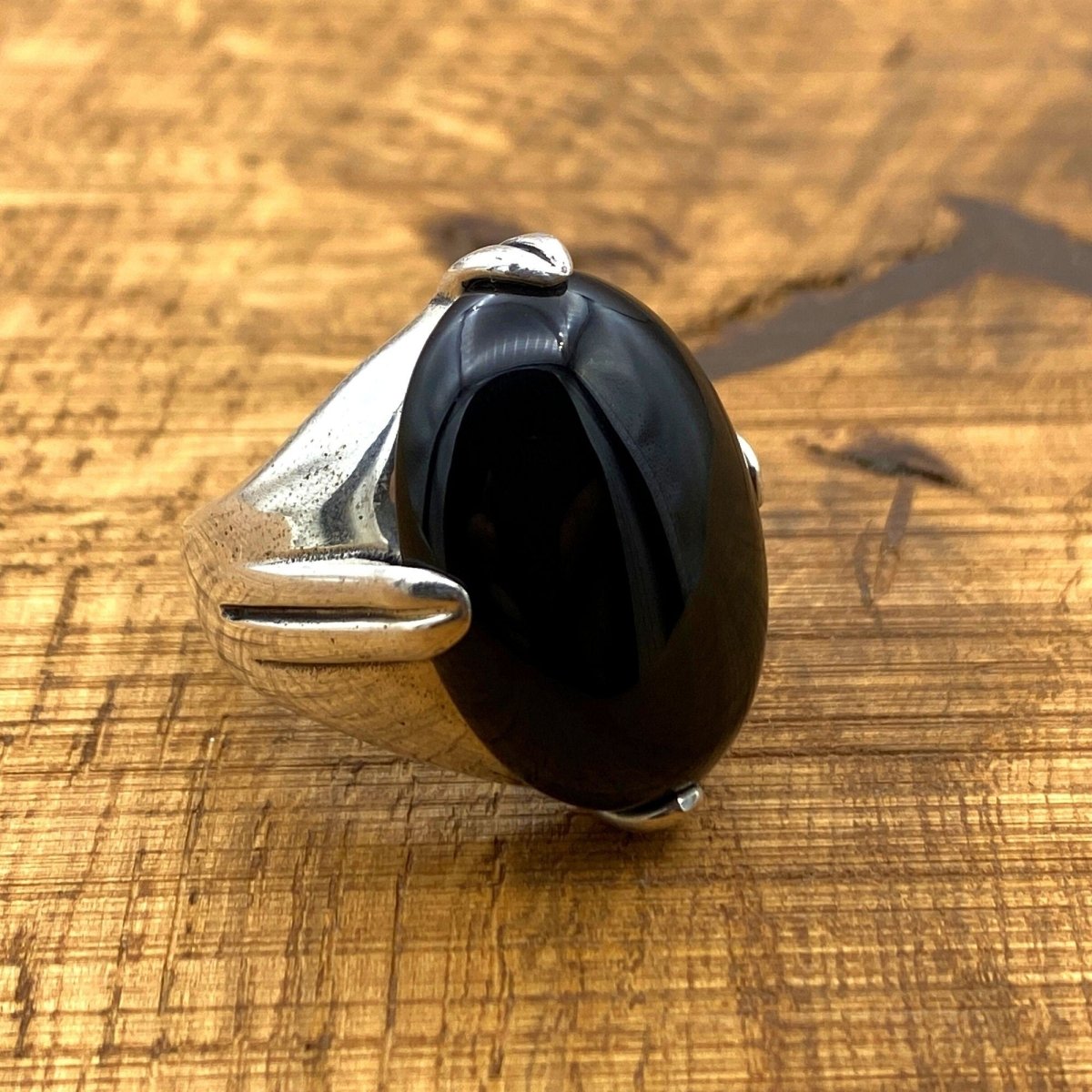 Black Onyx Silver Ring - TryAladdin