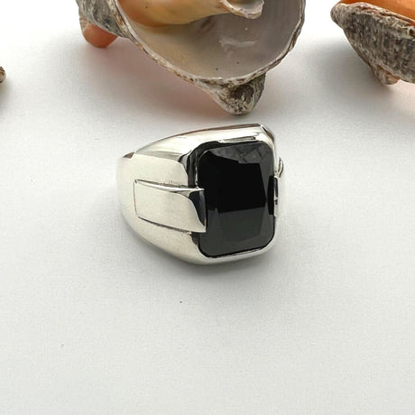 Black Onyx Square Stone Ring - TryAladdin