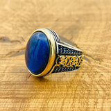 Blue Lapis Lazuli Signet Silver Ring - TryAladdin