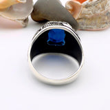 Blue Sapphire Squared Stone Men's Ring - TryAladdin