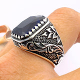 Blue Sapphire Squared Stone Men's Ring - TryAladdin