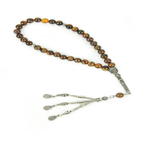 Brown Natural Tiger Eye Stone Prayer Beads, 33 Beads - TryAladdin