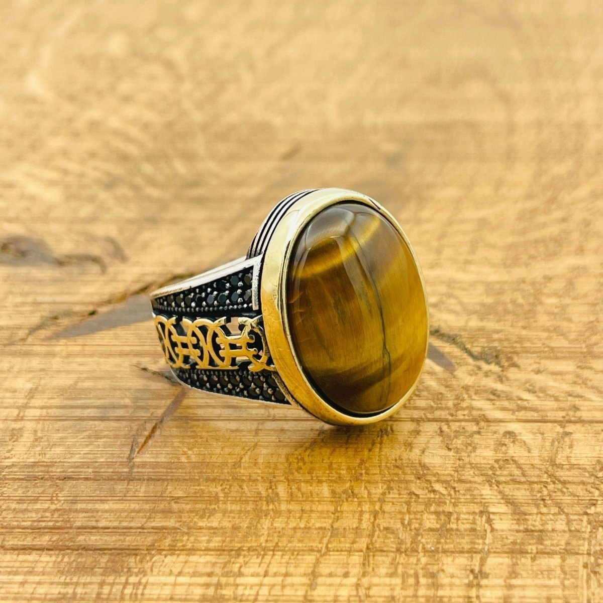 Brown Tiger's Eye Silver Ring - TryAladdin