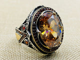 Citrine Stone Silver Men's and Women's Ring - TryAladdin