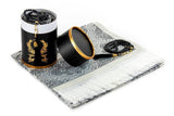 Cylender Boxed Prayer Rug and Pearl Tasbih Gift Set, Black Color - TryAladdin