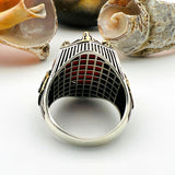 Dark Red Tourmaline Oval Stone Men's Ring - TryAladdin