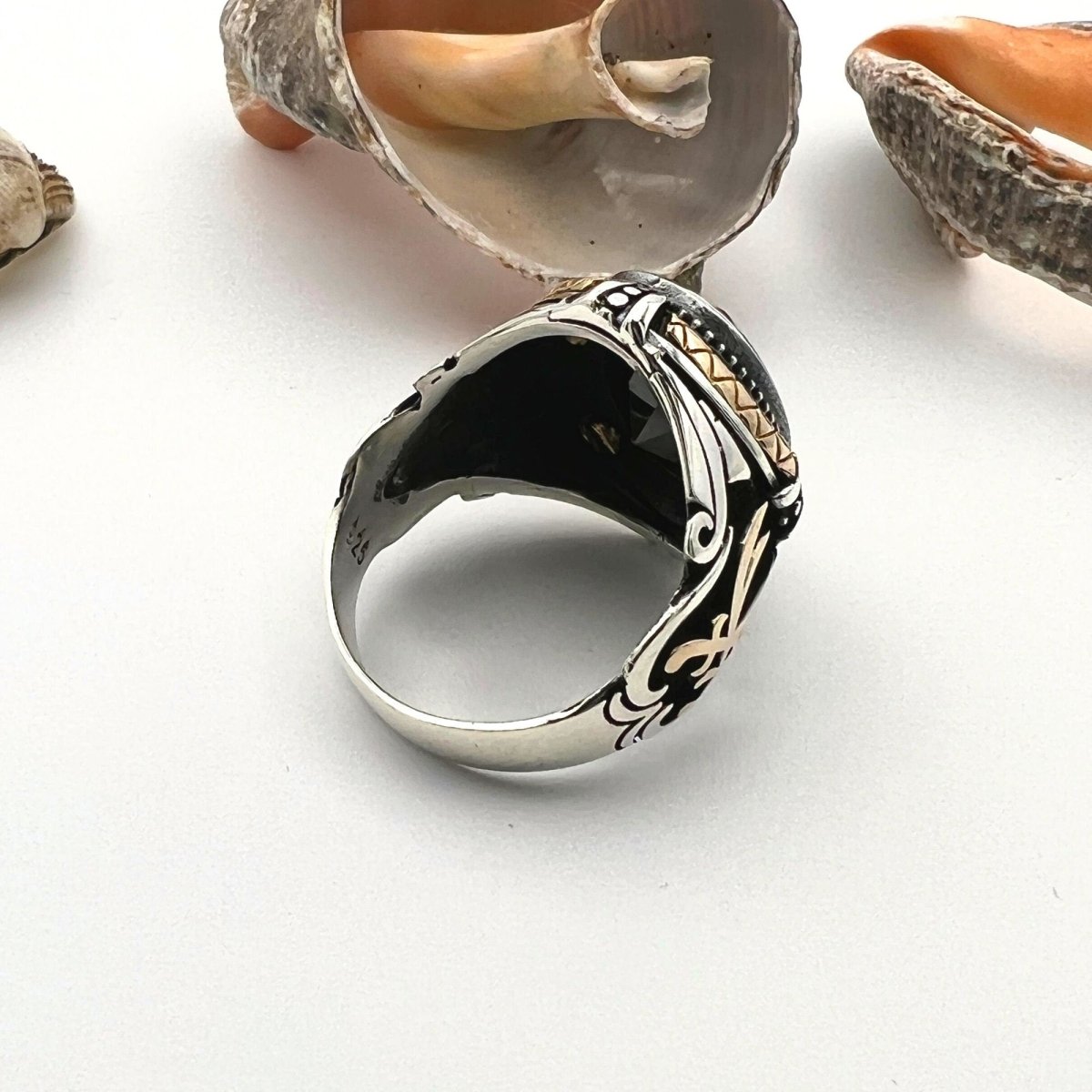 Double Sword Black Onyx Ring - TryAladdin