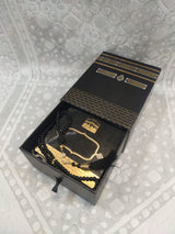 Gold Leaf Embroidered Prayer Rug Set with Drawered Box - TryAladdin