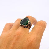 Green Emerald Oval Stone Men's Ring - TryAladdin