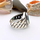 Green Oval Agate Stone Men's Silver Ring - TryAladdin