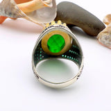 Green Oval Emerald Stone Men's Ring - TryAladdin