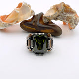 Green Peridot Silver Ring - TryAladdin