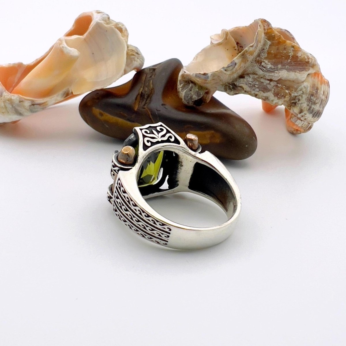 Green Peridot Silver Ring - TryAladdin