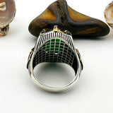 Green Tourmaline Oval Stone Men's Ring - TryAladdin