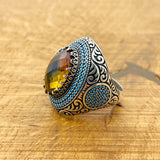 Handmade Ottoman Multi - Color Zultanite Stone Men's Ring - TryAladdin