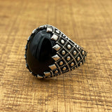 Handmade Silver Men's Oval Black Onyx Ring - TryAladdin