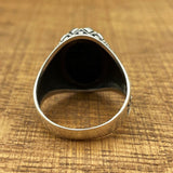 Handmade Silver Men's Oval Black Onyx Ring - TryAladdin