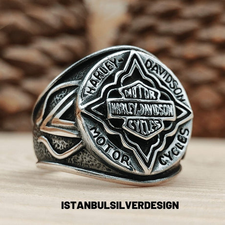 Harley Davidson 925K Sterling Silver Ring - TryAladdin