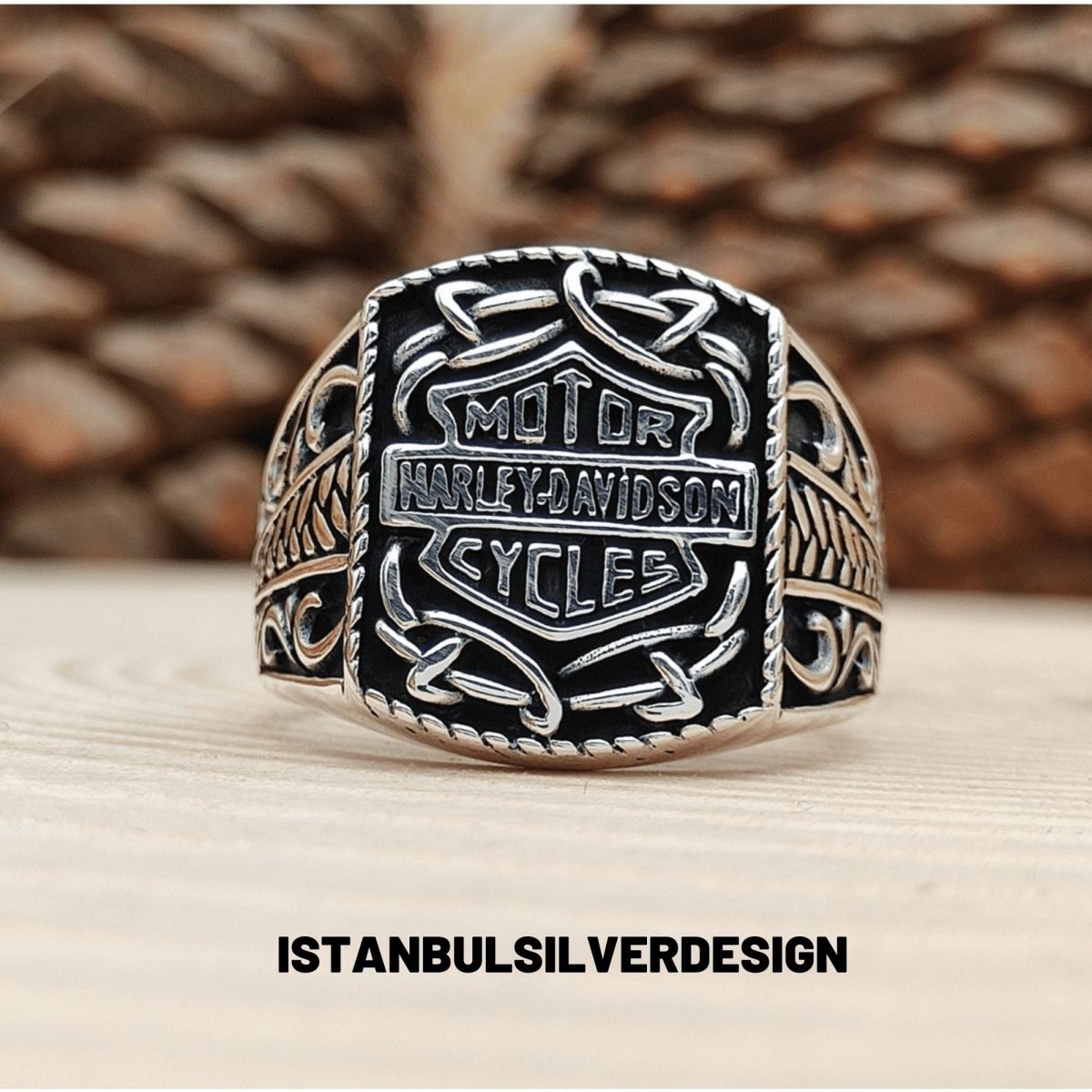 Harley Davidson Inspired Sterling Silver Biker Ring - TryAladdin