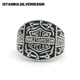 Harley Davidson Inspired Sterling Silver Biker Ring - TryAladdin