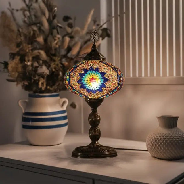 HND Handicraft | Handmade Vintage Bedroom Mosaic Desk Lamp - TryAladdin