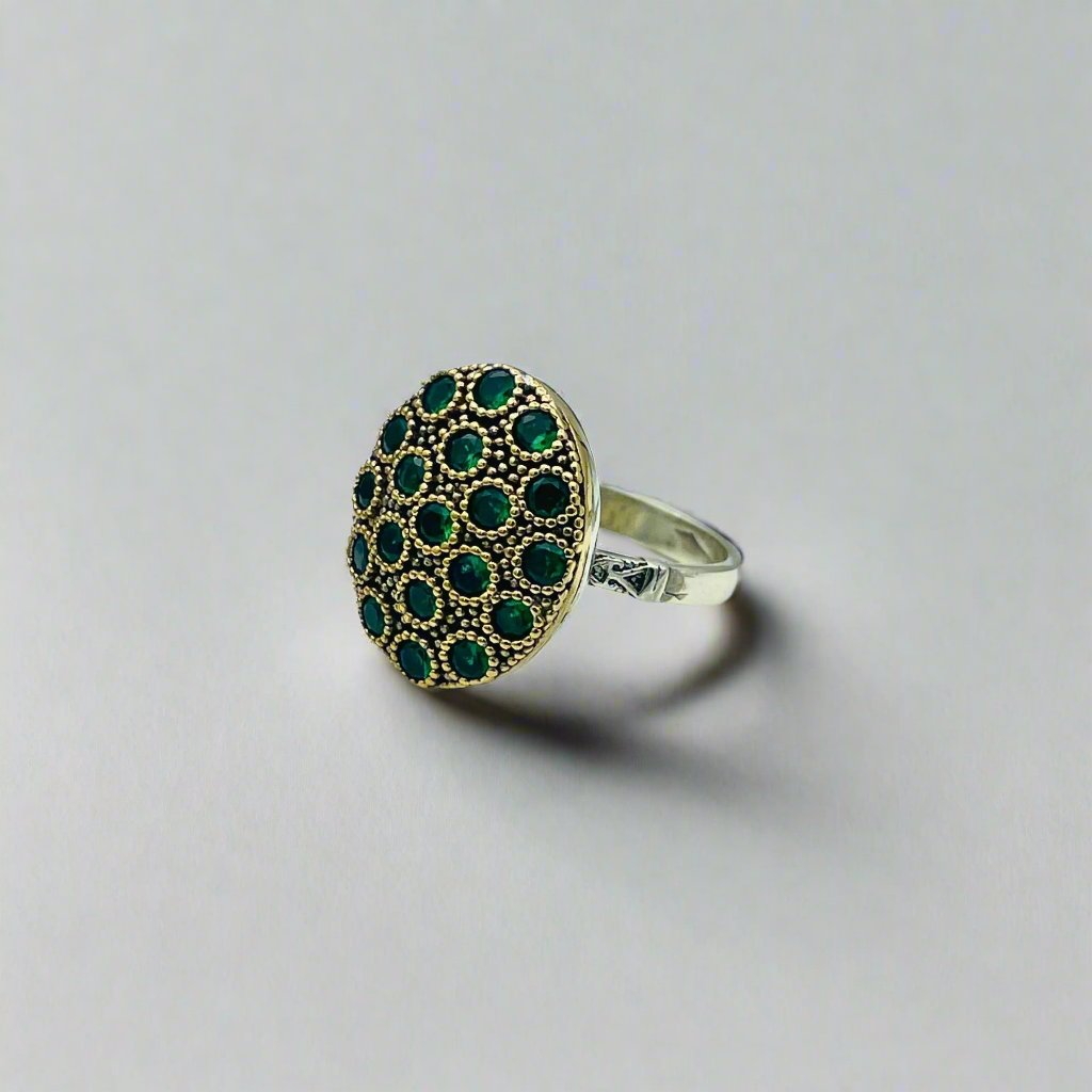 Istanbul Jewelry | Emerald Ottoman Style Handmade Silver Ring - TryAladdin