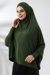 Khaki Ready to Wear Practical Hijab Sleeve Combed Cotton Souffle Scarf Hijab - TryAladdin