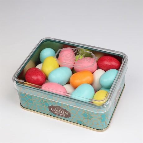 Lokum Atolyesi | Metallic Mix Almond Dragees in Metal Box - TryAladdin