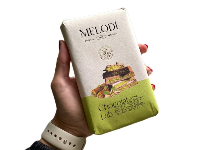 Melodi Premium Dubai Chocolate with 65% Pistachio Kadayif Filling & Milk Chocolate (300g) - TryAladdin