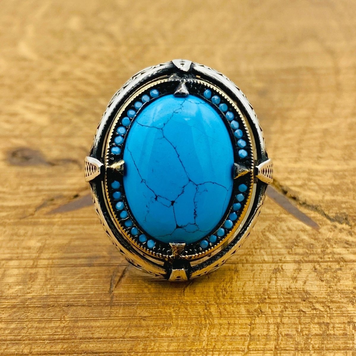 Men Natural Turquoise Ring - TryAladdin