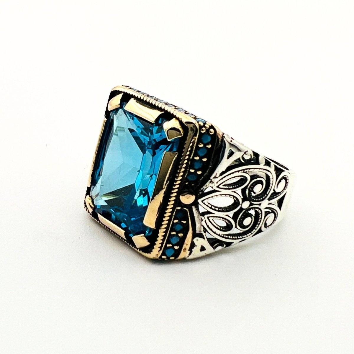 Men's Aquamarine Blue Stone Ring - TryAladdin