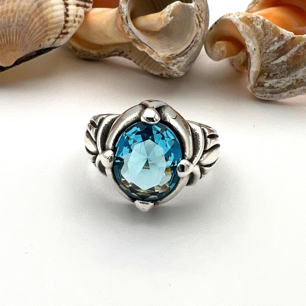 Men's Aquamarine Stone Blue Ring - TryAladdin