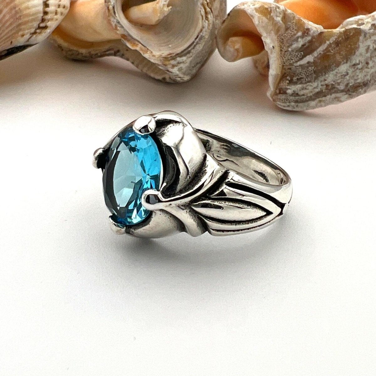 Men's Aquamarine Stone Blue Ring - TryAladdin