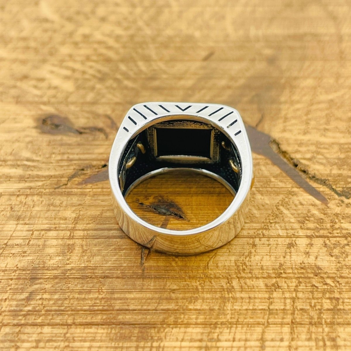 Men's Black Onyx Silver Ring - TryAladdin