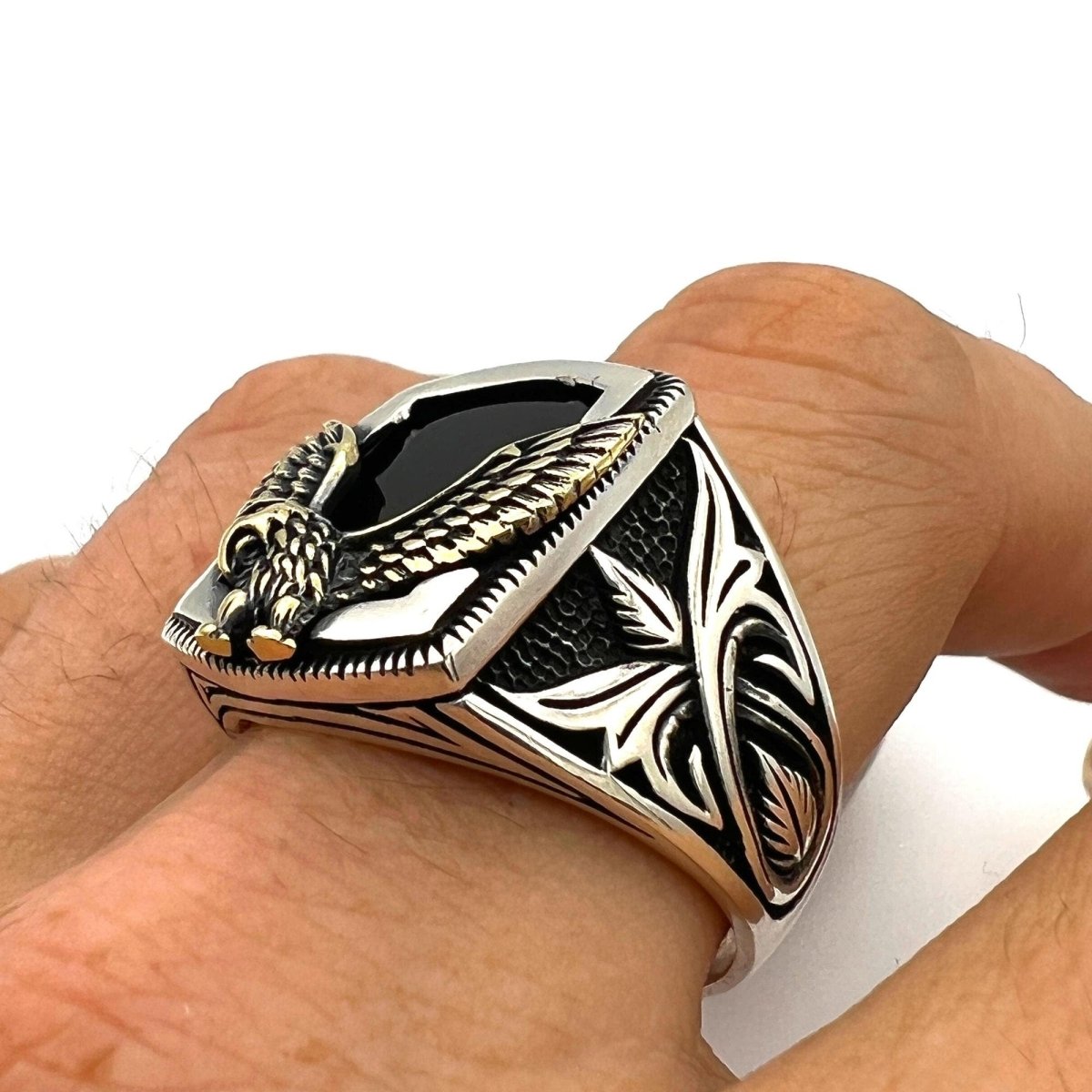 Men's Black Onyx Silver Ring - TryAladdin