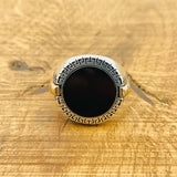 Men's Black Onyx Silver Ring - TryAladdin